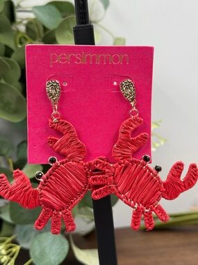 Persimmon Red Crab Drop Earrings